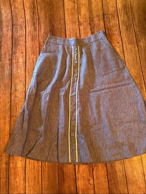 Talbots Cotton/Linen A-Line Button-Front Skirt Sz 4
